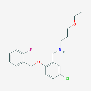 molecular formula C19H23ClFNO2 B315483 N-{5-chloro-2-[(2-fluorobenzyl)oxy]benzyl}-N-(3-ethoxypropyl)amine 