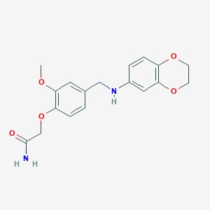 molecular formula C18H20N2O5 B315522 2-{4-[(2,3-Dihydro-1,4-benzodioxin-6-ylamino)methyl]-2-methoxyphenoxy}acetamide 