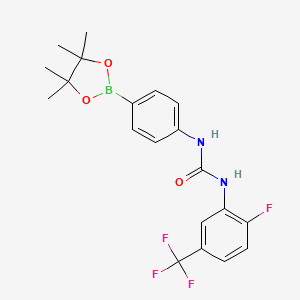 molecular formula C20H21BF4N2O3 B3155297 1-(2-Fluoro-5-(trifluoromethyl)phenyl)-3-(4-(4,4,5,5-tetramethyl-1,3,2-dioxaborolan-2-yl)phenyl)urea CAS No. 796967-62-9