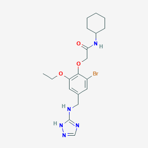 molecular formula C19H26BrN5O3 B315530 2-{2-bromo-6-ethoxy-4-[(1H-1,2,4-triazol-3-ylamino)methyl]phenoxy}-N-cyclohexylacetamide 