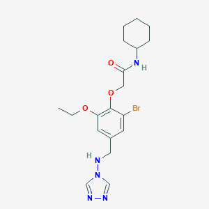 molecular formula C19H26BrN5O3 B315531 2-{2-bromo-6-ethoxy-4-[(4H-1,2,4-triazol-4-ylamino)methyl]phenoxy}-N-cyclohexylacetamide 