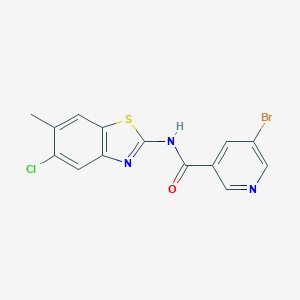 molecular formula C14H9BrClN3OS B315542 5-bromo-N-(5-chloro-6-methyl-1,3-benzothiazol-2-yl)nicotinamide 
