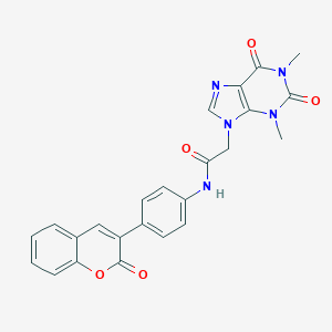 molecular formula C24H19N5O5 B315548 2-(1,3-dimethyl-2,6-dioxopurin-9-yl)-N-[4-(2-oxochromen-3-yl)phenyl]acetamide 