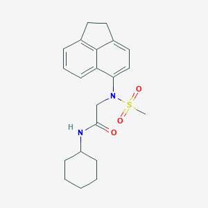 molecular formula C21H26N2O3S B315558 N-cyclohexyl-2-[1,2-dihydro-5-acenaphthylenyl(methylsulfonyl)amino]acetamide 