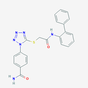 molecular formula C22H18N6O2S B315559 4-(5-{[2-(2-biphenylylamino)-2-oxoethyl]thio}-1H-tetrazol-1-yl)benzamide 