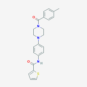 molecular formula C23H23N3O2S B315582 N-{4-[4-(4-methylbenzoyl)-1-piperazinyl]phenyl}-2-thiophenecarboxamide 