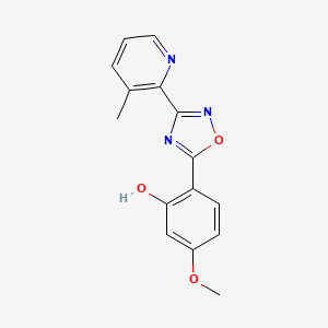 molecular formula C15H13N3O3 B3155933 5-Methoxy-2-[3-(3-methylpyridin-2-yl)-1,2,4-oxadiazol-5-yl]phenol CAS No. 814258-26-9