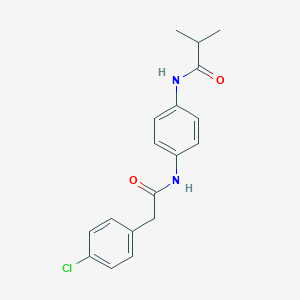 molecular formula C18H19ClN2O2 B315594 N-(4-{[(4-chlorophenyl)acetyl]amino}phenyl)-2-methylpropanamide 