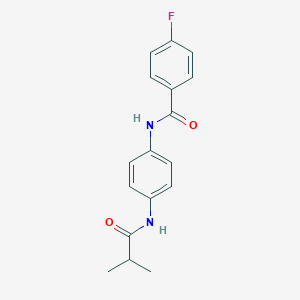 molecular formula C17H17FN2O2 B315598 4-fluoro-N-{4-[(2-methylpropanoyl)amino]phenyl}benzamide 