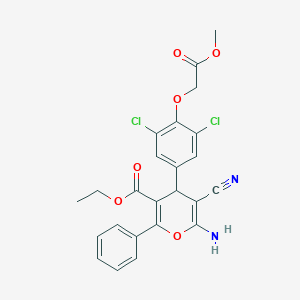 molecular formula C24H20Cl2N2O6 B315605 ethyl 6-amino-5-cyano-4-[3,5-dichloro-4-(2-methoxy-2-oxoethoxy)phenyl]-2-phenyl-4H-pyran-3-carboxylate 