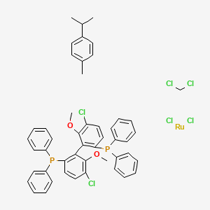 molecular formula C49H46Cl6O2P2Ru B3156184 [4-Chloro-2-(3-chloro-6-diphenylphosphanyl-2-methoxyphenyl)-3-methoxyphenyl]-diphenylphosphane;dichloromethane;dichlororuthenium;1-methyl-4-propan-2-ylbenzene CAS No. 821793-35-5