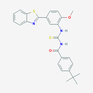 molecular formula C26H25N3O2S2 B315627 N-[5-(1,3-benzothiazol-2-yl)-2-methoxyphenyl]-N'-(4-tert-butylbenzoyl)thiourea 
