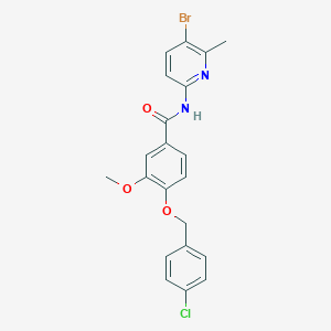 molecular formula C21H18BrClN2O3 B315636 N-(5-bromo-6-methyl-2-pyridinyl)-4-[(4-chlorobenzyl)oxy]-3-methoxybenzamide 