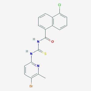 molecular formula C18H13BrClN3OS B315652 N-[(5-bromo-6-methylpyridin-2-yl)carbamothioyl]-5-chloronaphthalene-1-carboxamide 