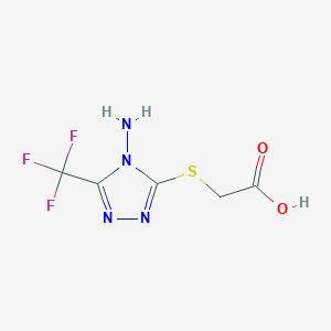 molecular formula C5H5F3N4O2S B3156582 2-{[4-amino-5-(trifluoromethyl)-4H-1,2,4-triazol-3-yl]sulfanyl}acetic acid CAS No. 832738-11-1