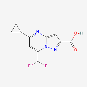 molecular formula C11H9F2N3O2 B3156586 5-Cyclopropyl-7-(difluoromethyl)pyrazolo[1,5-a]pyrimidine-2-carboxylic acid CAS No. 832739-74-9