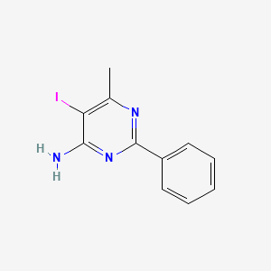 molecular formula C11H10IN3 B3156715 5-Iodo-6-methyl-2-phenylpyrimidin-4-amine CAS No. 83410-20-2