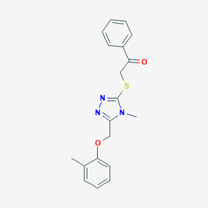 molecular formula C19H19N3O2S B315676 2-({4-methyl-5-[(2-methylphenoxy)methyl]-4H-1,2,4-triazol-3-yl}sulfanyl)-1-phenylethanone 
