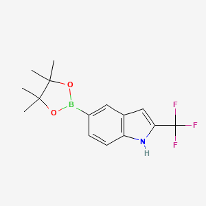 molecular formula C15H17BF3NO2 B3156827 2-三氟甲基-5-(4,4,5,5-四甲基-1,3,2-二氧杂硼环-2-基)-1H-吲哚 CAS No. 837392-61-7