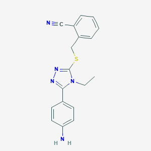 molecular formula C18H17N5S B315688 2-({[5-(4-aminophenyl)-4-ethyl-4H-1,2,4-triazol-3-yl]sulfanyl}methyl)benzonitrile 