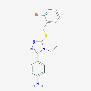molecular formula C17H17BrN4S B315689 4-{5-[(2-bromobenzyl)sulfanyl]-4-ethyl-4H-1,2,4-triazol-3-yl}aniline 