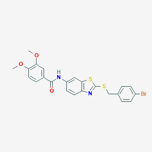 molecular formula C23H19BrN2O3S2 B315692 N-{2-[(4-bromobenzyl)sulfanyl]-1,3-benzothiazol-6-yl}-3,4-dimethoxybenzamide 