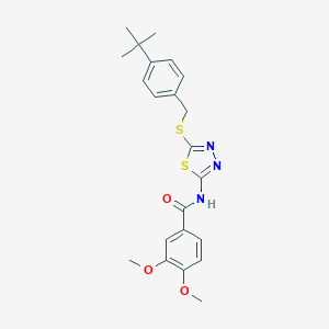 molecular formula C22H25N3O3S2 B315693 N-{5-[(4-tert-butylbenzyl)sulfanyl]-1,3,4-thiadiazol-2-yl}-3,4-dimethoxybenzamide 
