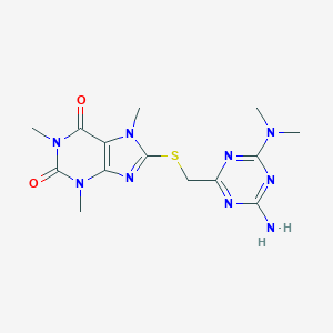 molecular formula C14H19N9O2S B315704 8-({[4-amino-6-(dimethylamino)-1,3,5-triazin-2-yl]methyl}sulfanyl)-1,3,7-trimethyl-3,7-dihydro-1H-purine-2,6-dione 