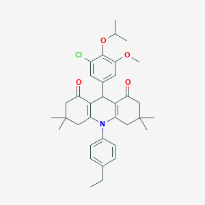 molecular formula C35H42ClNO4 B315707 9-(3-chloro-4-isopropoxy-5-methoxyphenyl)-10-(4-ethylphenyl)-3,3,6,6-tetramethyl-3,4,6,7,9,10-hexahydro-1,8(2H,5H)-acridinedione 