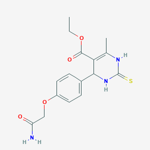 molecular formula C16H19N3O4S B315708 Ethyl 4-[4-(2-amino-2-oxoethoxy)phenyl]-6-methyl-2-thioxo-1,2,3,4-tetrahydro-5-pyrimidinecarboxylate 
