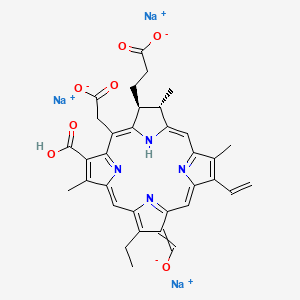 molecular formula C34H31N4Na3O7 B3157106 trisodium;3-[(2S,3S)-18-carboxy-20-(carboxylatomethyl)-8-ethenyl-13-ethyl-3,7,17-trimethyl-12-(oxidomethylidene)-3,21-dihydro-2H-porphyrin-2-yl]propanoate CAS No. 84581-15-7