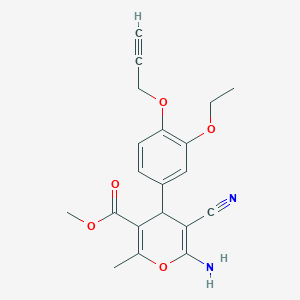 molecular formula C20H20N2O5 B315712 methyl 6-amino-5-cyano-4-[3-ethoxy-4-(2-propynyloxy)phenyl]-2-methyl-4H-pyran-3-carboxylate 