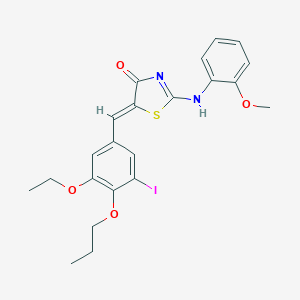 molecular formula C22H23IN2O4S B315713 (5Z)-5-[(3-ethoxy-5-iodo-4-propoxyphenyl)methylidene]-2-(2-methoxyanilino)-1,3-thiazol-4-one 