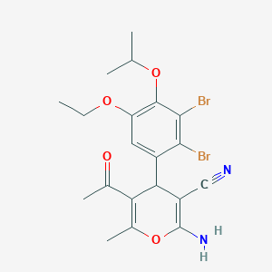 molecular formula C20H22Br2N2O4 B315717 5-acetyl-2-amino-4-(2,3-dibromo-5-ethoxy-4-isopropoxyphenyl)-6-methyl-4H-pyran-3-carbonitrile 