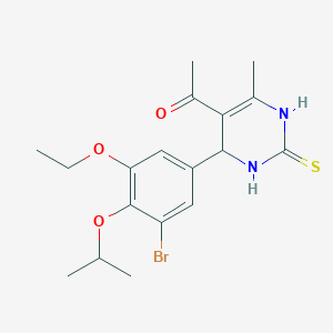molecular formula C18H23BrN2O3S B315720 1-[4-(3-Bromo-5-ethoxy-4-isopropoxyphenyl)-6-methyl-2-thioxo-1,2,3,4-tetrahydro-5-pyrimidinyl]ethanone 