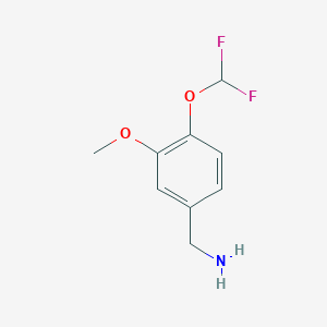 molecular formula C9H11F2NO2 B3157239 1-[4-(Difluoromethoxy)-3-methoxyphenyl]methanamine CAS No. 847744-28-9