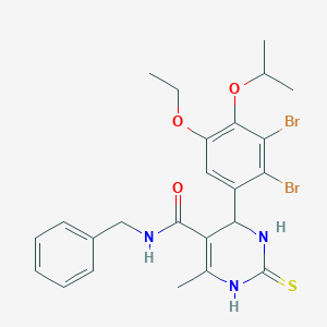 molecular formula C24H27Br2N3O3S B315726 N-benzyl-4-(2,3-dibromo-5-ethoxy-4-isopropoxyphenyl)-6-methyl-2-thioxo-1,2,3,4-tetrahydro-5-pyrimidinecarboxamide 