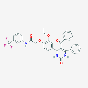 molecular formula C34H28F3N3O5 B315728 2-[4-(5-benzoyl-2-oxo-6-phenyl-1,2,3,4-tetrahydro-4-pyrimidinyl)-2-ethoxyphenoxy]-N-[3-(trifluoromethyl)phenyl]acetamide 