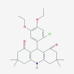 molecular formula C27H34ClNO4 B315732 9-(2-chloro-4,5-diethoxyphenyl)-3,3,6,6-tetramethyl-3,4,6,7,9,10-hexahydro-1,8(2H,5H)-acridinedione 