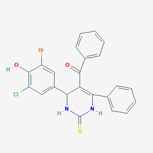 molecular formula C23H16BrClN2O2S B315734 [4-(3-Bromo-5-chloro-4-hydroxyphenyl)-6-phenyl-2-thioxo-1,2,3,4-tetrahydro-5-pyrimidinyl](phenyl)methanone 