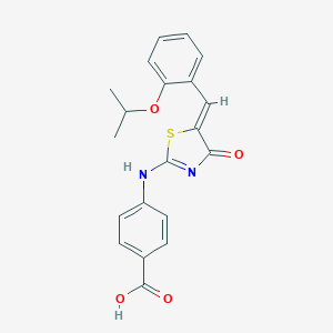molecular formula C20H18N2O4S B315735 4-[[(5Z)-4-oxo-5-[(2-propan-2-yloxyphenyl)methylidene]-1,3-thiazol-2-yl]amino]benzoic acid 