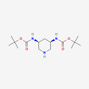 molecular formula C15H29N3O4 B3157406 (3R,5S)-3,5-bis-(tert-butoxycarbonylamino)-piperidine CAS No. 849160-51-6