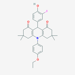 molecular formula C31H34INO4 B315741 10-(4-ethoxyphenyl)-9-(4-hydroxy-3-iodophenyl)-3,3,6,6-tetramethyl-3,4,6,7,9,10-hexahydro-1,8(2H,5H)-acridinedione 