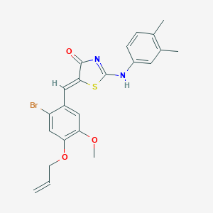 molecular formula C22H21BrN2O3S B315746 (5Z)-5-[(2-bromo-5-methoxy-4-prop-2-enoxyphenyl)methylidene]-2-(3,4-dimethylanilino)-1,3-thiazol-4-one 