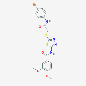 molecular formula C19H17BrN4O4S2 B315748 N-(5-{[2-(4-bromoanilino)-2-oxoethyl]sulfanyl}-1,3,4-thiadiazol-2-yl)-3,4-dimethoxybenzamide 