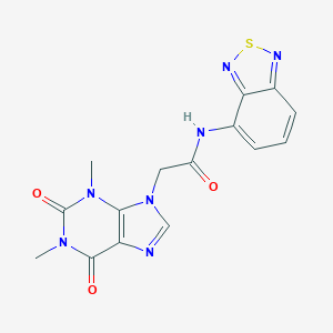 molecular formula C15H13N7O3S B315760 N-(2,1,3-benzothiadiazol-4-yl)-2-(1,3-dimethyl-2,6-dioxo-1,2,3,6-tetrahydro-9H-purin-9-yl)acetamide 
