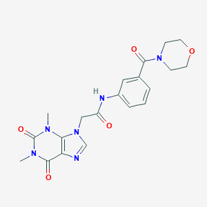 molecular formula C20H22N6O5 B315764 2-(1,3-dimethyl-2,6-dioxo-1,2,3,6-tetrahydro-9H-purin-9-yl)-N-[3-(4-morpholinylcarbonyl)phenyl]acetamide 