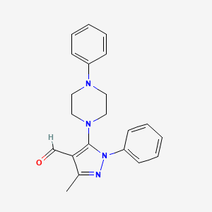 molecular formula C21H22N4O B3157657 3-Methyl-1-phenyl-5-(4-phenylpiperazin-1-yl)pyrazole-4-carbaldehyde CAS No. 850899-98-8