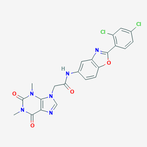 molecular formula C22H16Cl2N6O4 B315772 N-[2-(2,4-dichlorophenyl)-1,3-benzoxazol-5-yl]-2-(1,3-dimethyl-2,6-dioxo-1,2,3,6-tetrahydro-9H-purin-9-yl)acetamide 