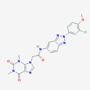 molecular formula C22H19ClN8O4 B315773 N-[2-(3-chloro-4-methoxyphenyl)-2H-1,2,3-benzotriazol-5-yl]-2-(1,3-dimethyl-2,6-dioxo-1,2,3,6-tetrahydro-9H-purin-9-yl)acetamide 